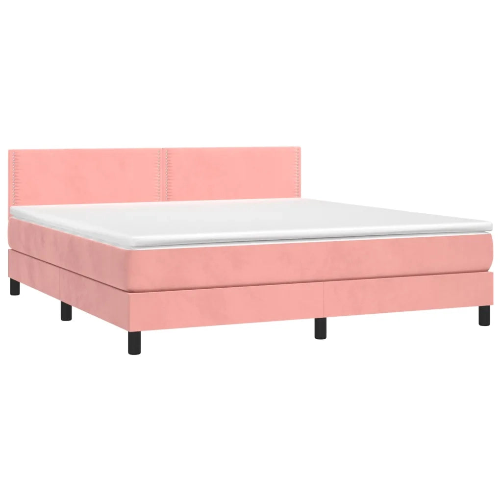 Giroletto a Molle con Materasso Rosa 180x200 cm in Velluto 3141262
