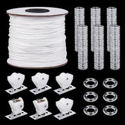 Raccordi per tende 100 pezzi - Raccordi trasparenti a forma di arco - Corda per tende 50m - Chiave per corda 14mm - Filo in nylon 2mm - Materiale in acrilico