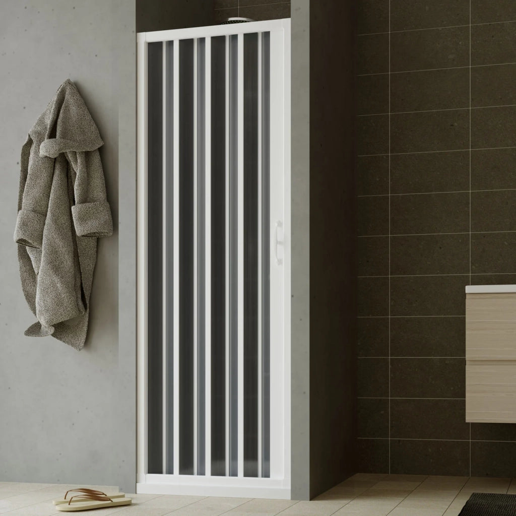 Porta doccia a soffietto in PVC 110 cm H 185 mod. Giglio con apertura laterale