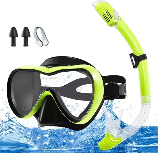 Set di Snorkeling per adulti con maschera anti-condensante e anti-leak - Visuale panoramica 180° - Regolabile - Comfortevole - Miglior Qualità di Maschera da Snorkeling