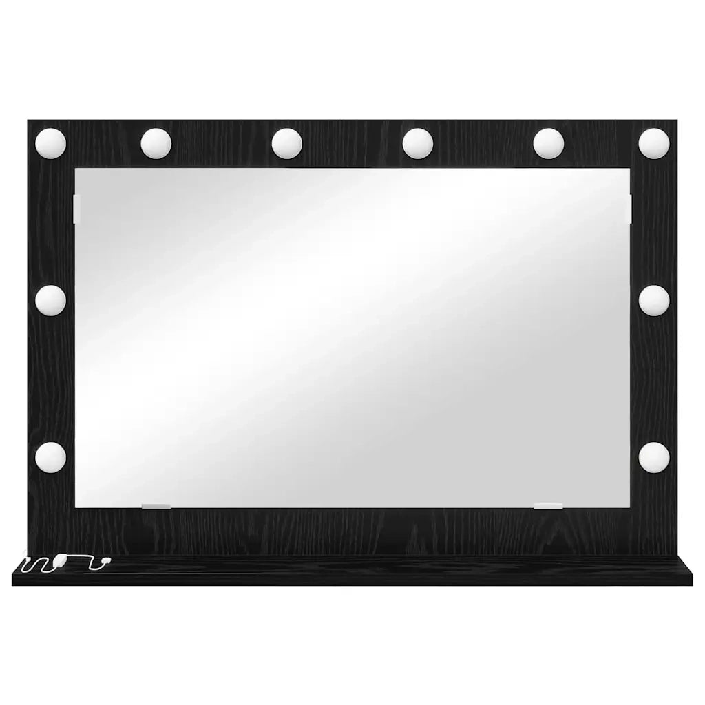 Specchio da Vanità Rettangolare Rovere Nero 80 x 15 x 18 cm 868294