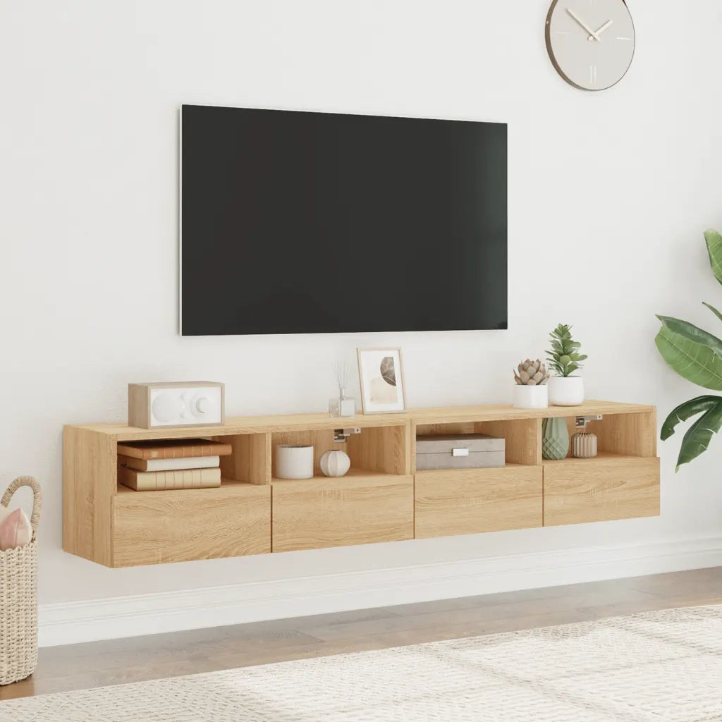 Mobili TV Parete 2pz Rovere Sonoma 80x30x30cm Legno Multistrato 836873
