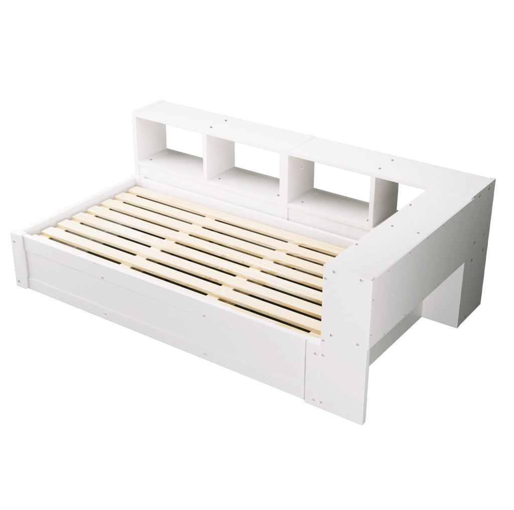 Letto multifunzionale 90x200 cm con LED, presa integrata e vani contenitore