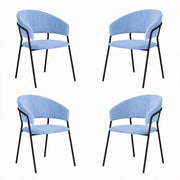 Sedie da sala da pranzo set da 4 Aurelia in velluto celeste con gambe nere