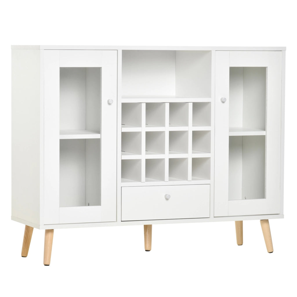 Armadio da Cucina con Ante a Vetro, Botellero e Cassetto ¨C Minimal ¨C Bianco 100x33x80 cm