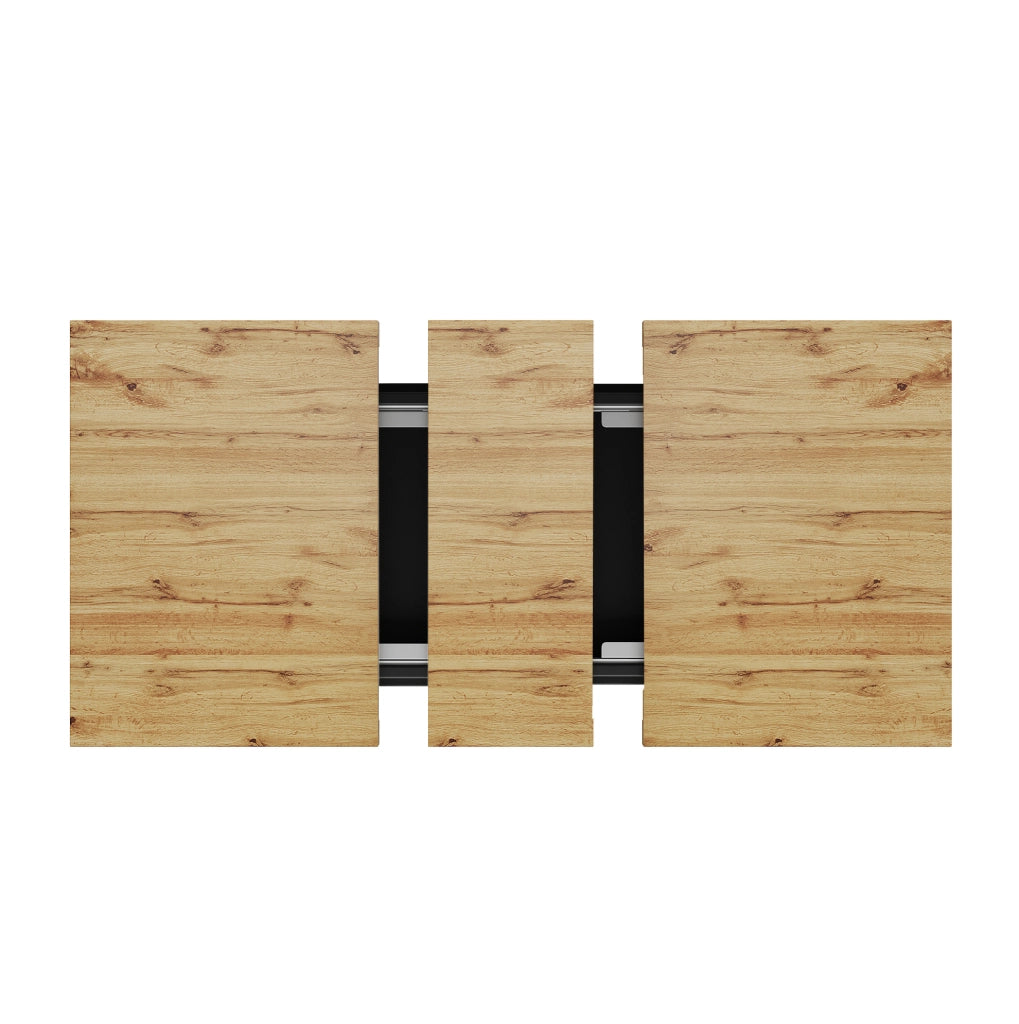 Tavolo da pranzo allungabile 110-140x80x75 cm; MDF e metallo; colore legno naturale