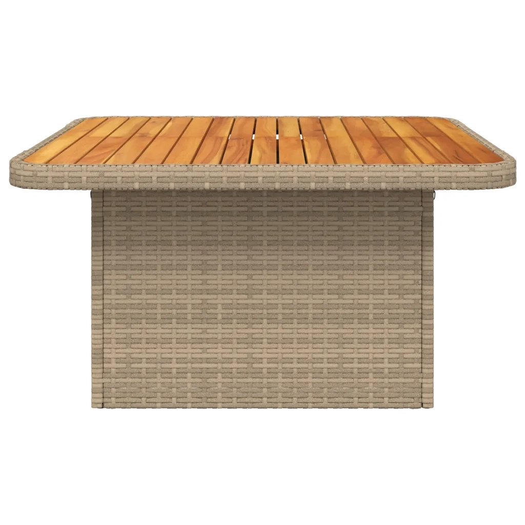 Tavolo da Giardino Beige 80x80x71cm Polyrattan e Legno Acacia 368271