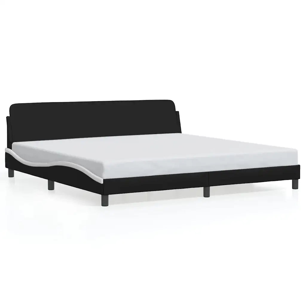 Letto matrimoniale | Letto per adulti | Giroletto Dover Bianco e Nero 200x200 cm in Similpelle