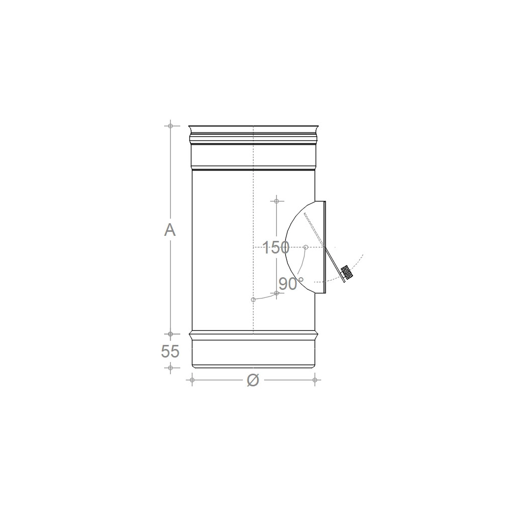 Modulo da 150mm aisi 304 con regolatore automatico di tiraggio
