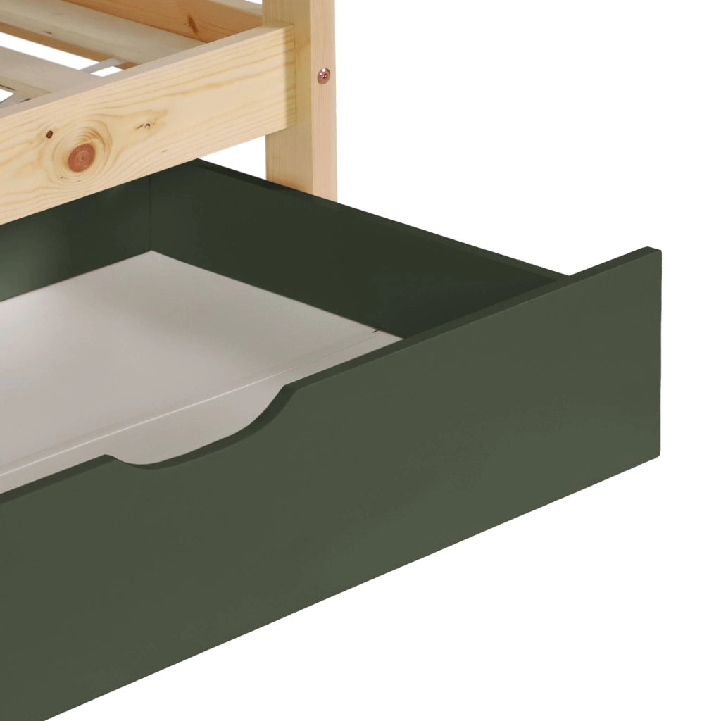 Letto a castello per bambini cabina 190cm pino naturale con cassetti,