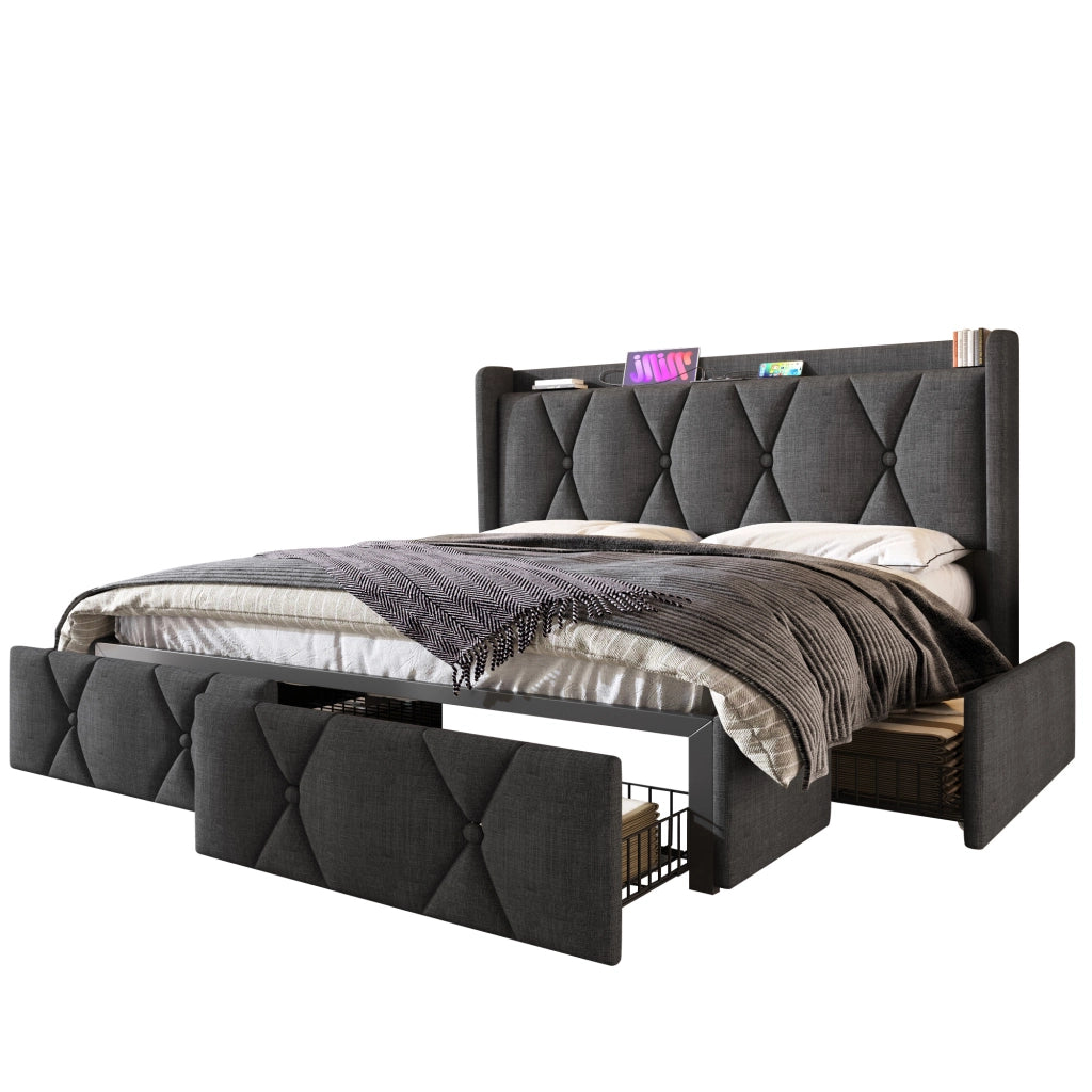 letto imbottito lino grigio 140x200 cm