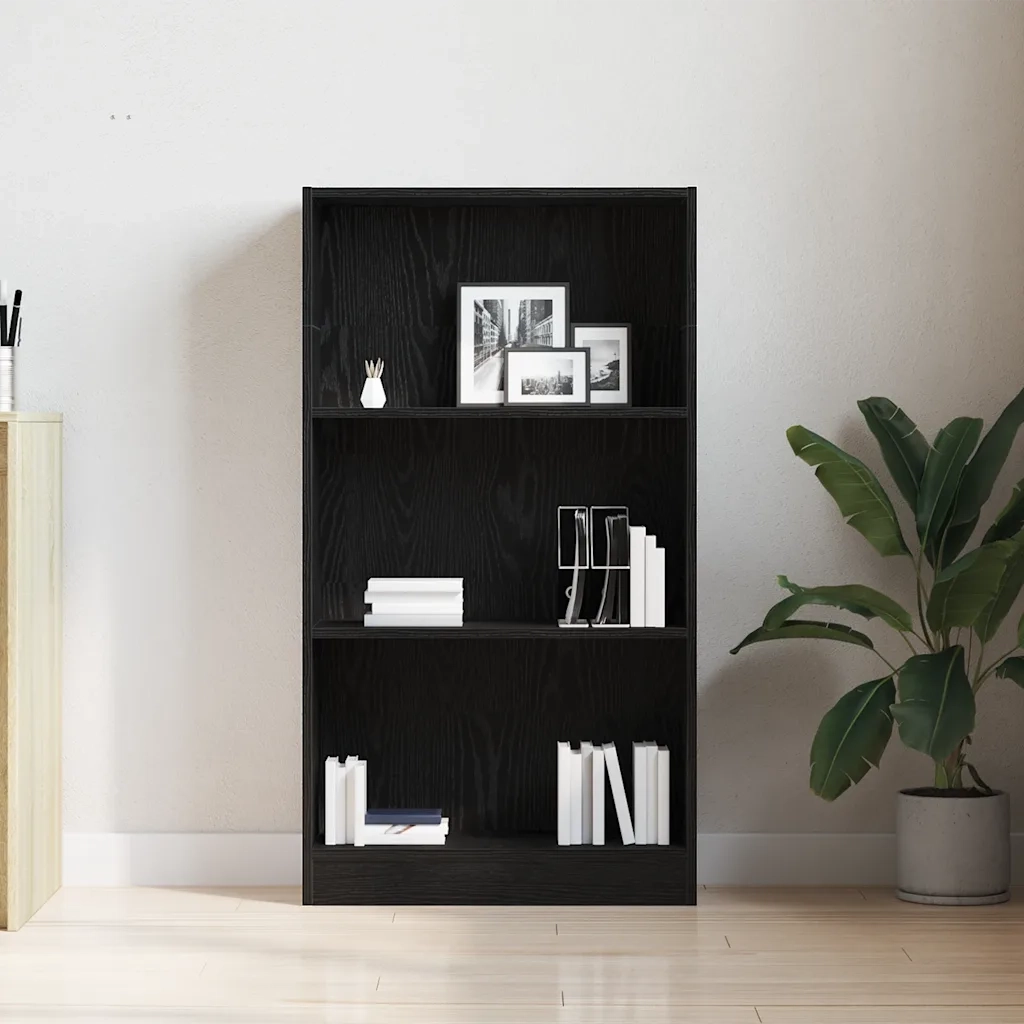 Libreria-Scaffale per Libri-Mobile di Stoccaggio Rovere Nero 60x24x109 cm in Legno Multistrato