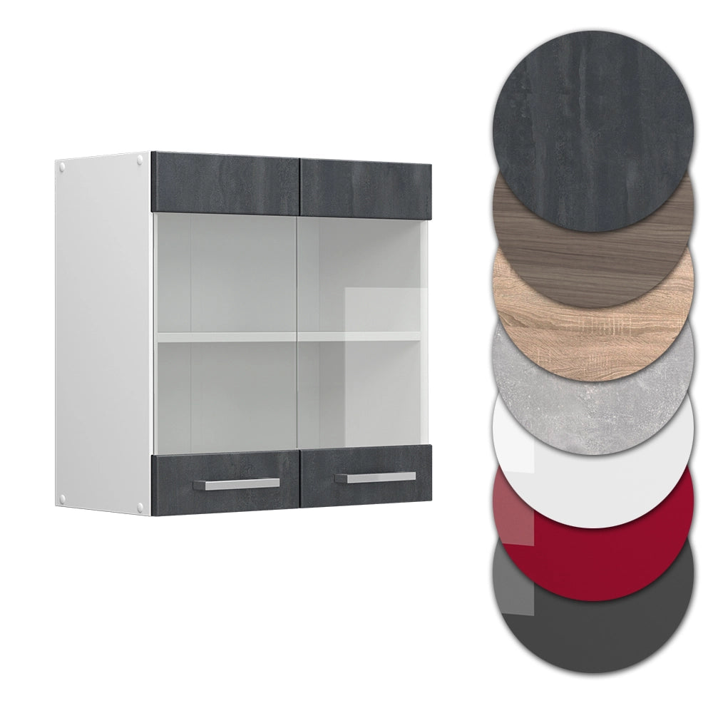 Vicco Mobile da cucina in vetro Calcestruzzo nero 60 cm