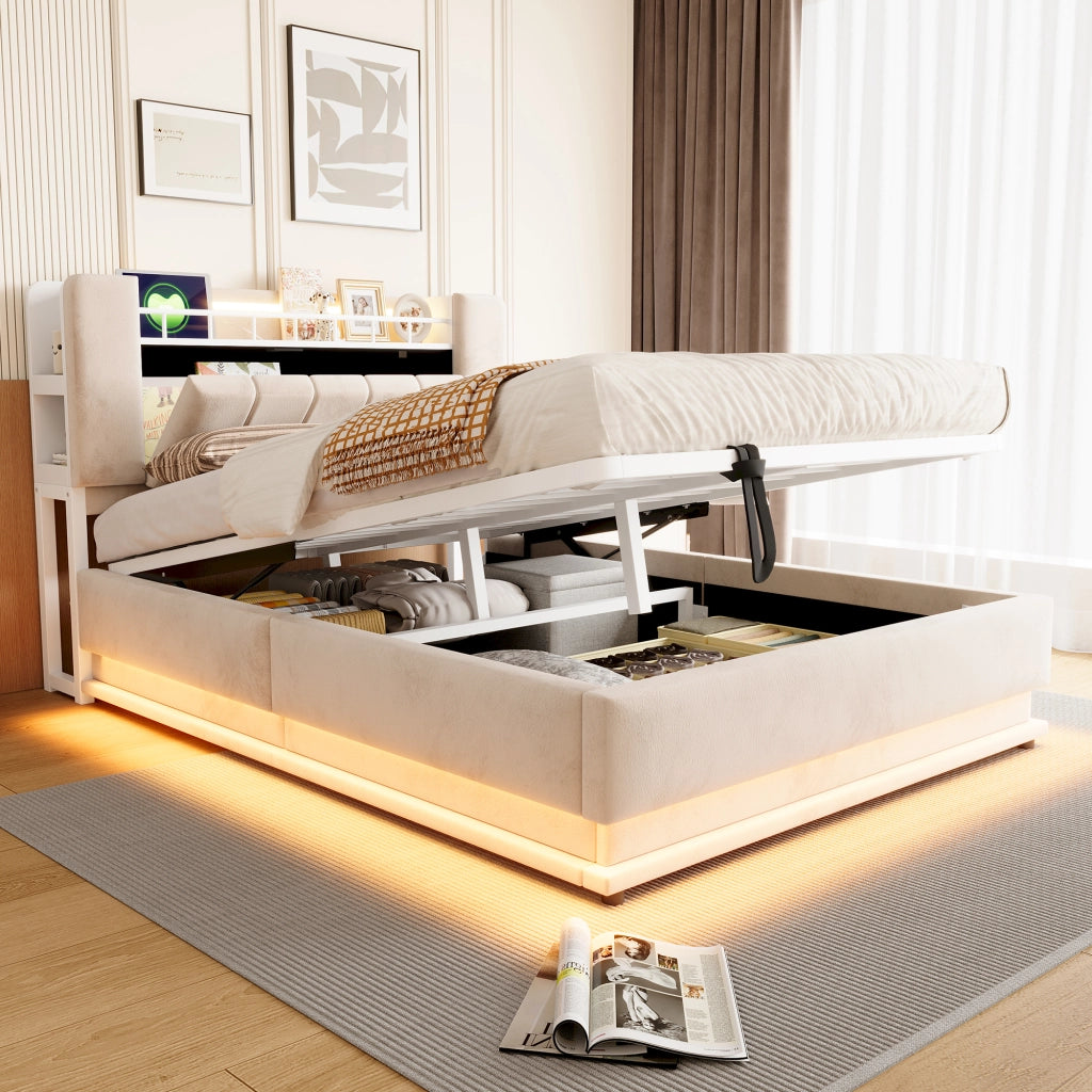 letto imbottito velluto beige 142 x 220 cm