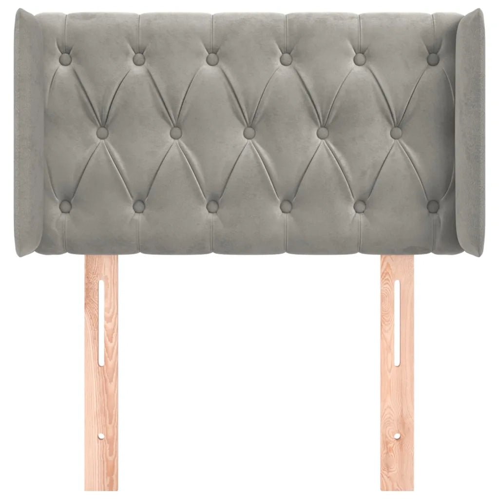 Testiera | Testata ad Orecchio Grigio Chiaro 83x16x78/88 cm in Velluto