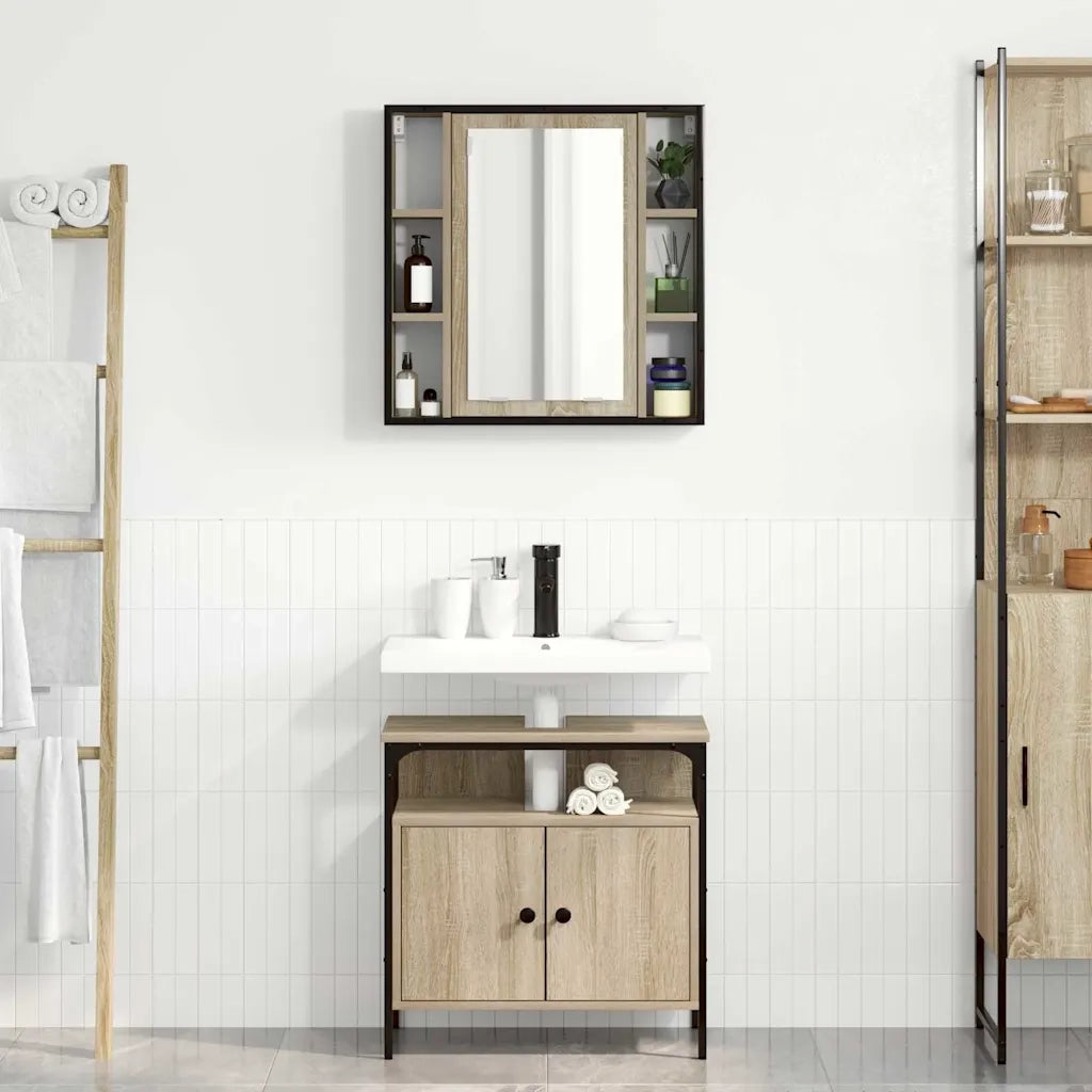 Set di mobili per il bagno 2 pcs Marrone Legno multistrato 3345130