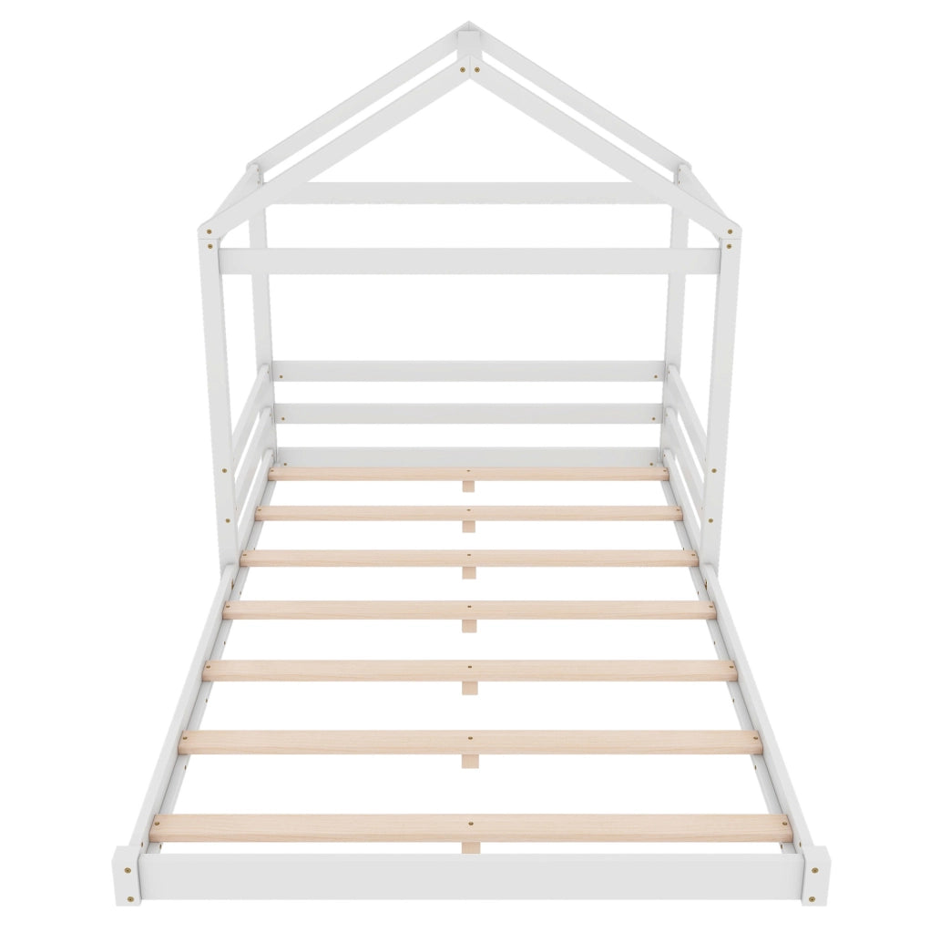 Letto a casetta per bambini 140x200 cm in pino e MDF; bianco