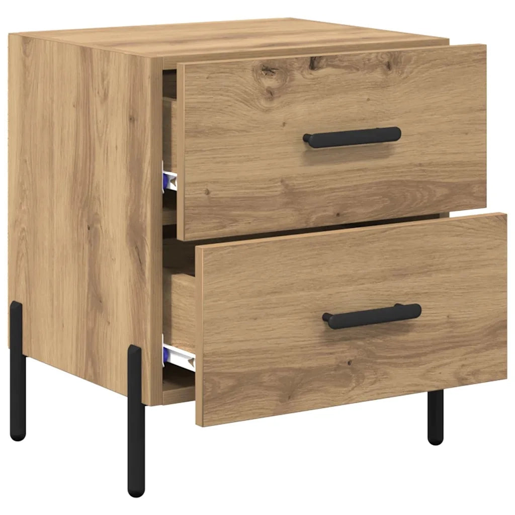 Set di 2 Comodini | Armadio da Notte | Mobiletto da notte Rovere artigianale 40 x 35 x 47,5 cm
