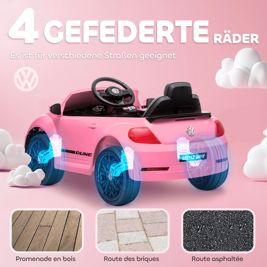 Auto Bambini Elettrica VW Beetle ¨C Minimal ¨C Rosa 3-5 km/h con Telecomando e Musica