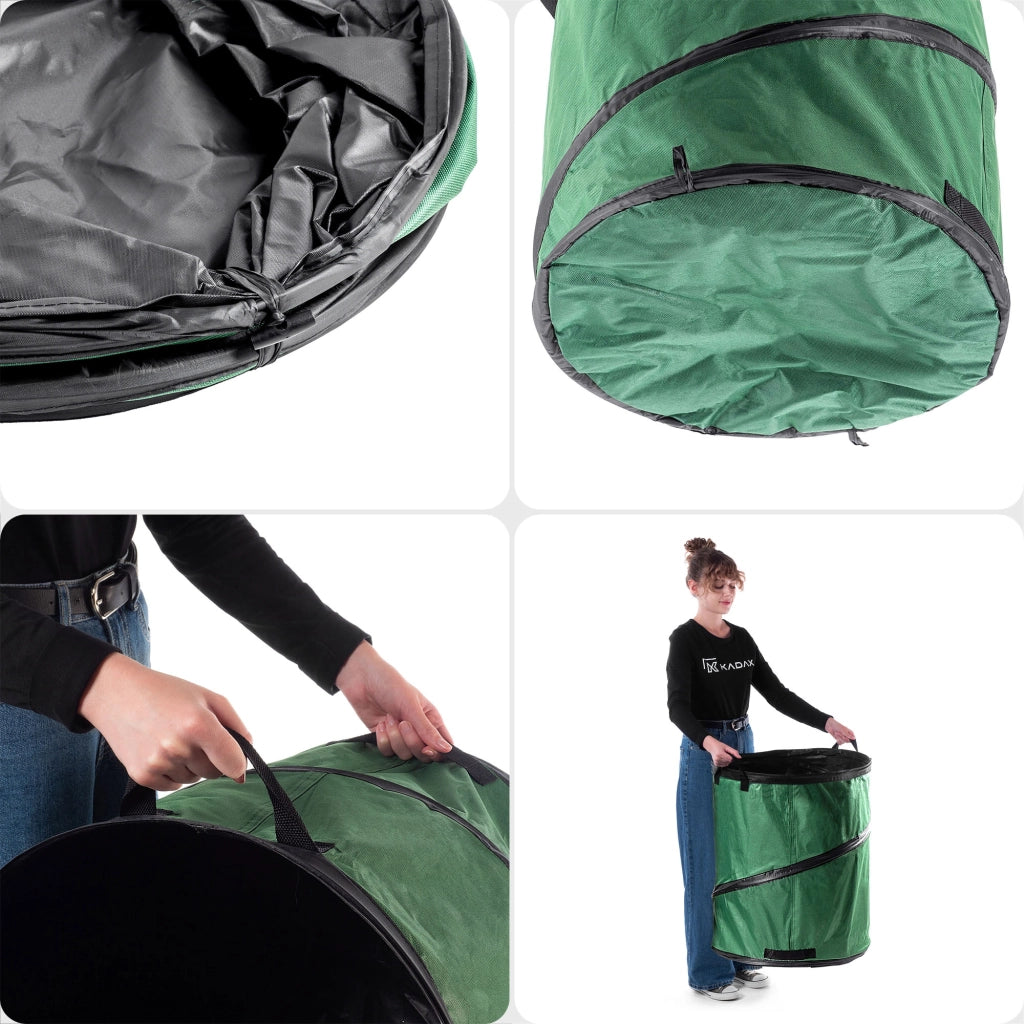 KADAX Sacchetto per foglie, cestino per rifiuti da giardino, pieghevole, resistente, con maniglie, 175 L