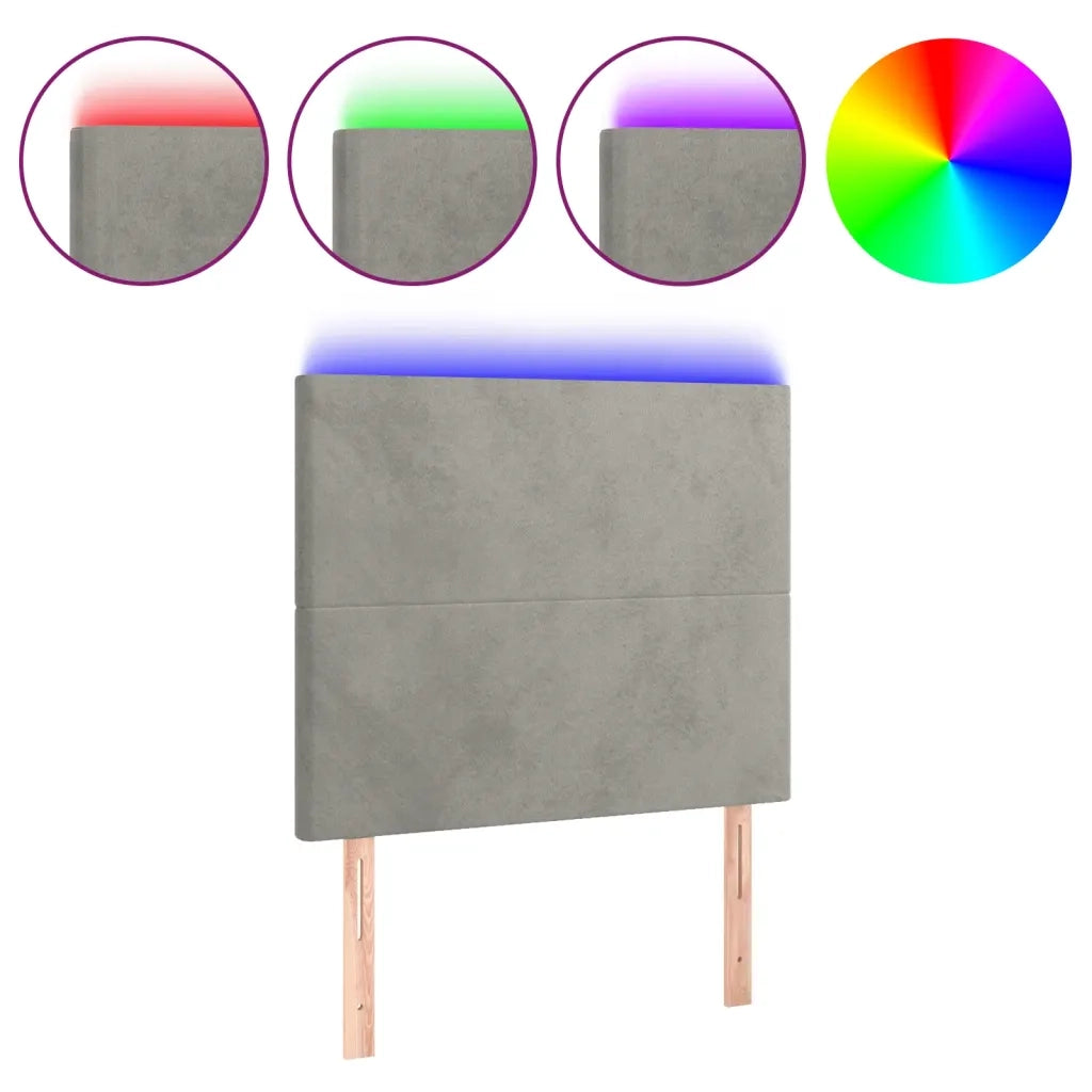 Testiera a LED Grigio Chiaro 90x5x118/128 cm in Velluto 3122180