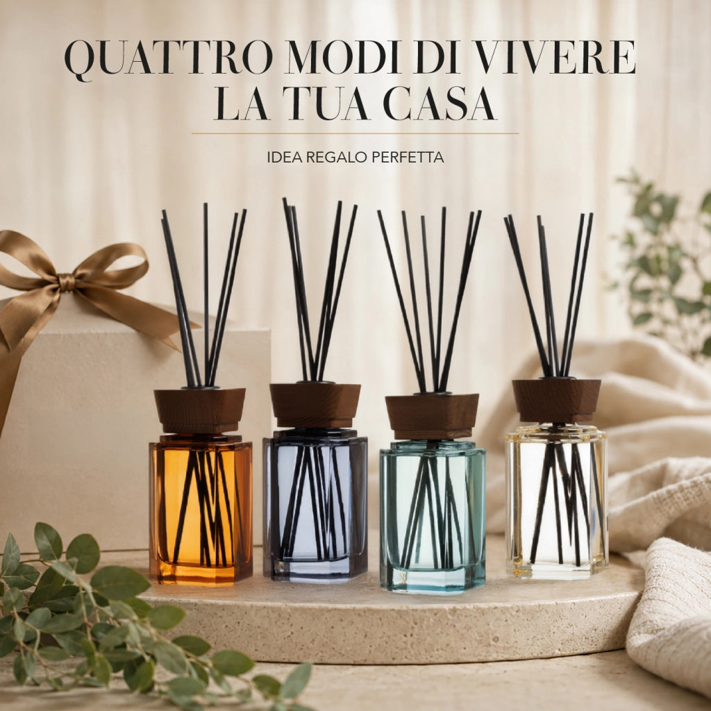 Set 4 Pezzi Diffusori Ambiente con Bastoncini Profumatori Casa 4 Fragranze 100 ml o 200 ml  200 ml