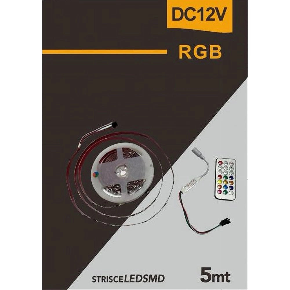 Trade Shop - Striscia Led Smd5050 Ip20 12v 5 Mt Digitale Luce Rgb Telecomando W5050r-12-60-ic -