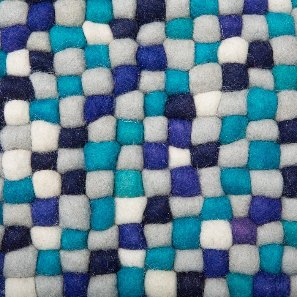tappetino Tappeto Blu 160 x 230 cm Lana Feltro Palla Intrecciata a Mano