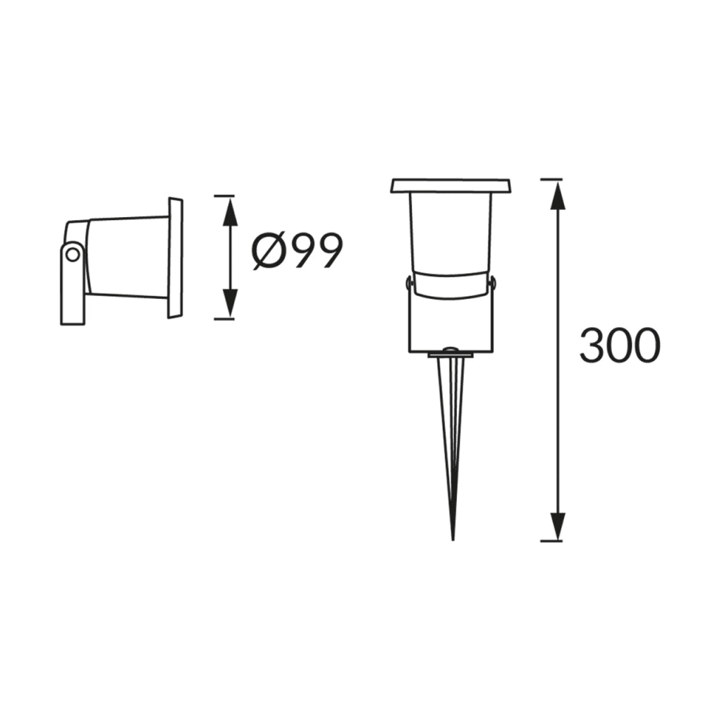 Faretto giardino picchetto nero orientabile GU10 20W IP65