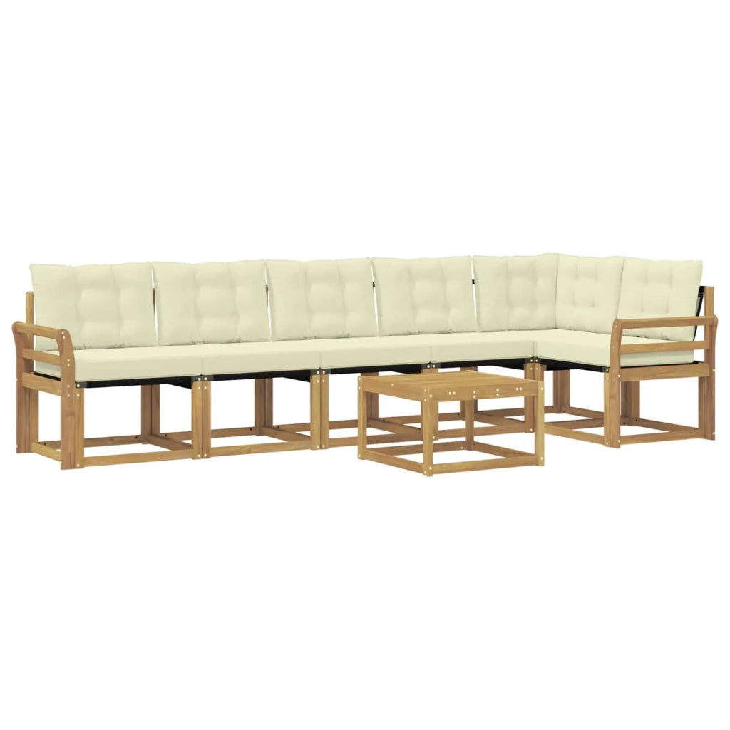 Set di divani da esterno con cuscino 7 pcs Bianco e Crema 3389548