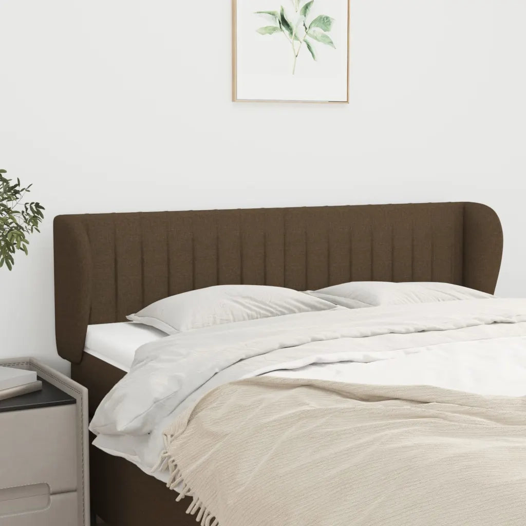Testiera ad Orecchio-Testata con Orecchie Marrone Scuro 147x23x78/88 cm in Tessuto 397969