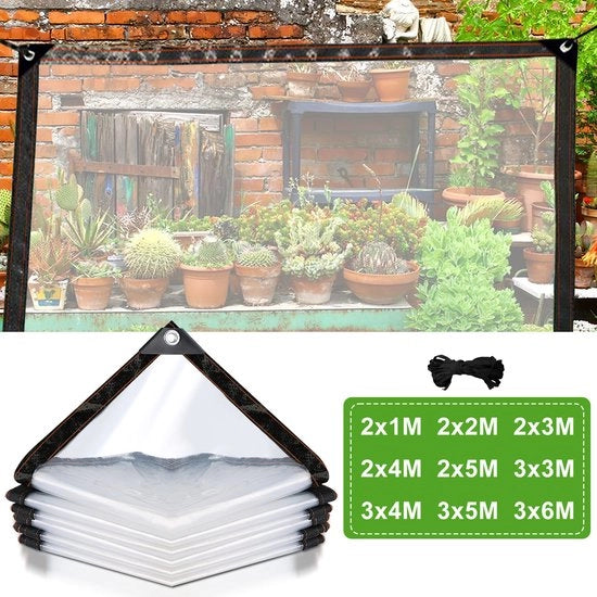 Tetto trasparente impermeabile PE con occhielli, ombrello UV-resistente per giardino e serra, 3 × 5 m