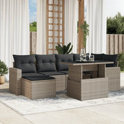 Set Divani da Giardino 7pz con Cuscini Grigio Chiaro Polyrattan