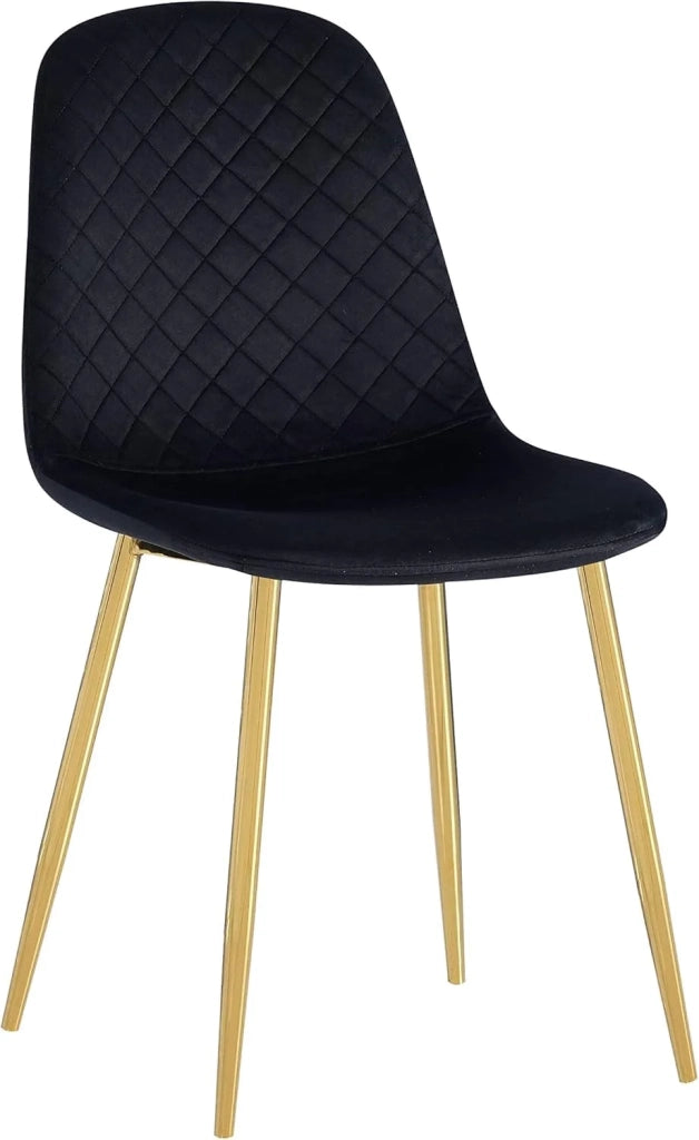 SET 4 SEDIA MARTA VELLUTO NERO GAMBE ORO