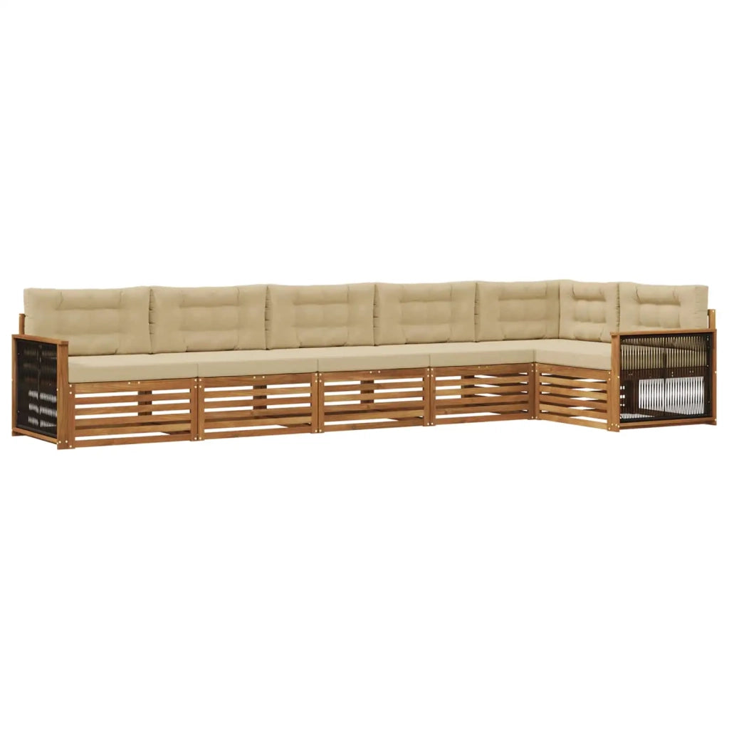 Set di divani da esterno 6 pz Naturale e Beige 3383416
