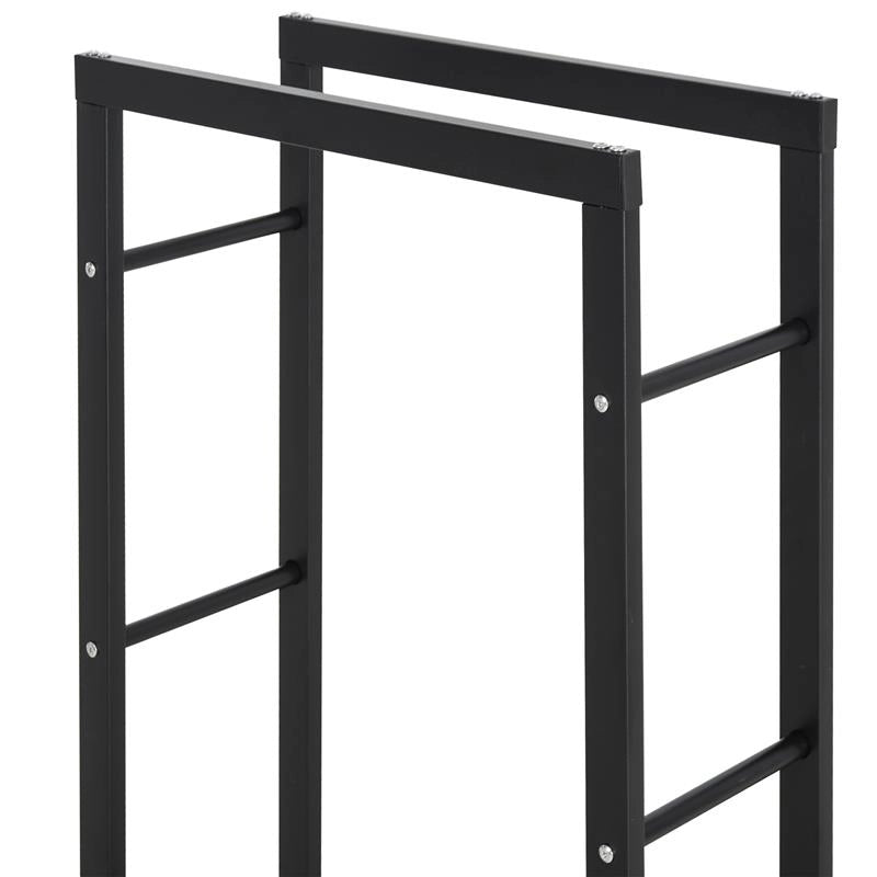SCAFFALE LEGNAIA PER CASA E GIARDINO PORTATA 100KG NERO, 60X25X150CM