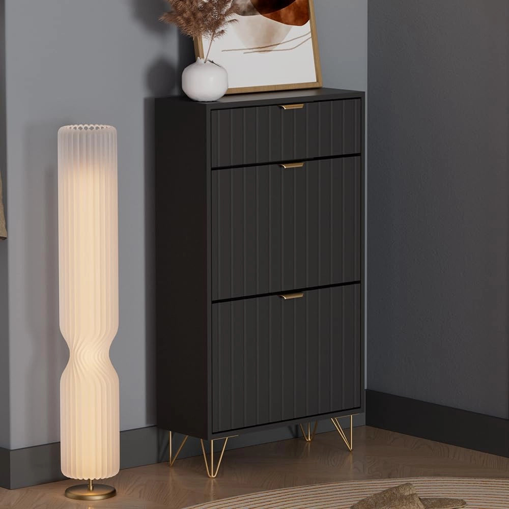 Armadio per le scarpe Helge, Nero, 60 x 107.5 cm 2 scomparti, adatto per riporre scarpe e accessori