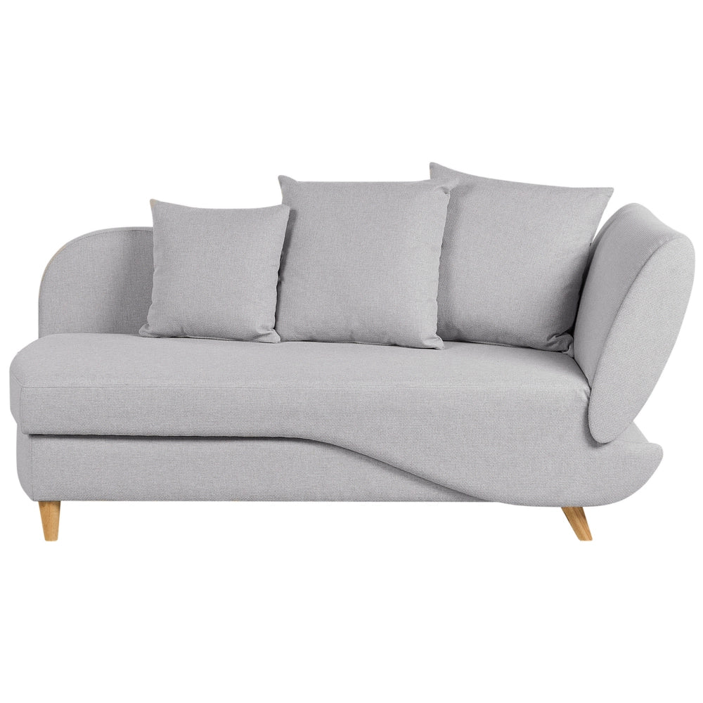 Chaise Longue in tessuto grigio chiaro lato destro con contenitore stile moderno soggiorno