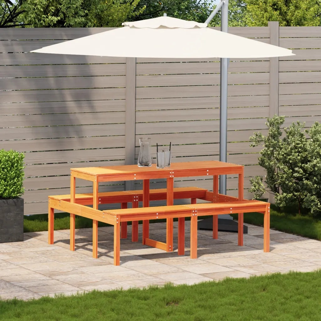 Tavolo da Picnic Marrone Cera 160x134x75 cm Legno Massello Pino 844648