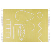 Tappeto rettangolare per interni e per esterni in poliestere con motivo a nappe giallo 140 x 200 cm  stile boho