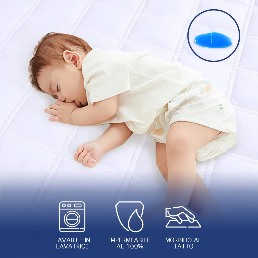 Coprimaterasso Neonati Impermeabile Trapuntato Lettino Culla 60x120 Cm  Antiacaro Micro Traspirante Silenzioso Barriera Liquidi Angoli Elasticizzati SalvaPipi Salva Proteggi Materasso Bambino Bianco - 2 Pezzi