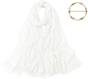Elegante sciarpa bianca, 1 x sciarpa di seta, materiale soffice, caldo e comodo, semplice e moda, enfatizza lo stile di abbigliamento, adatto per l'inverno, colore latte bianco.