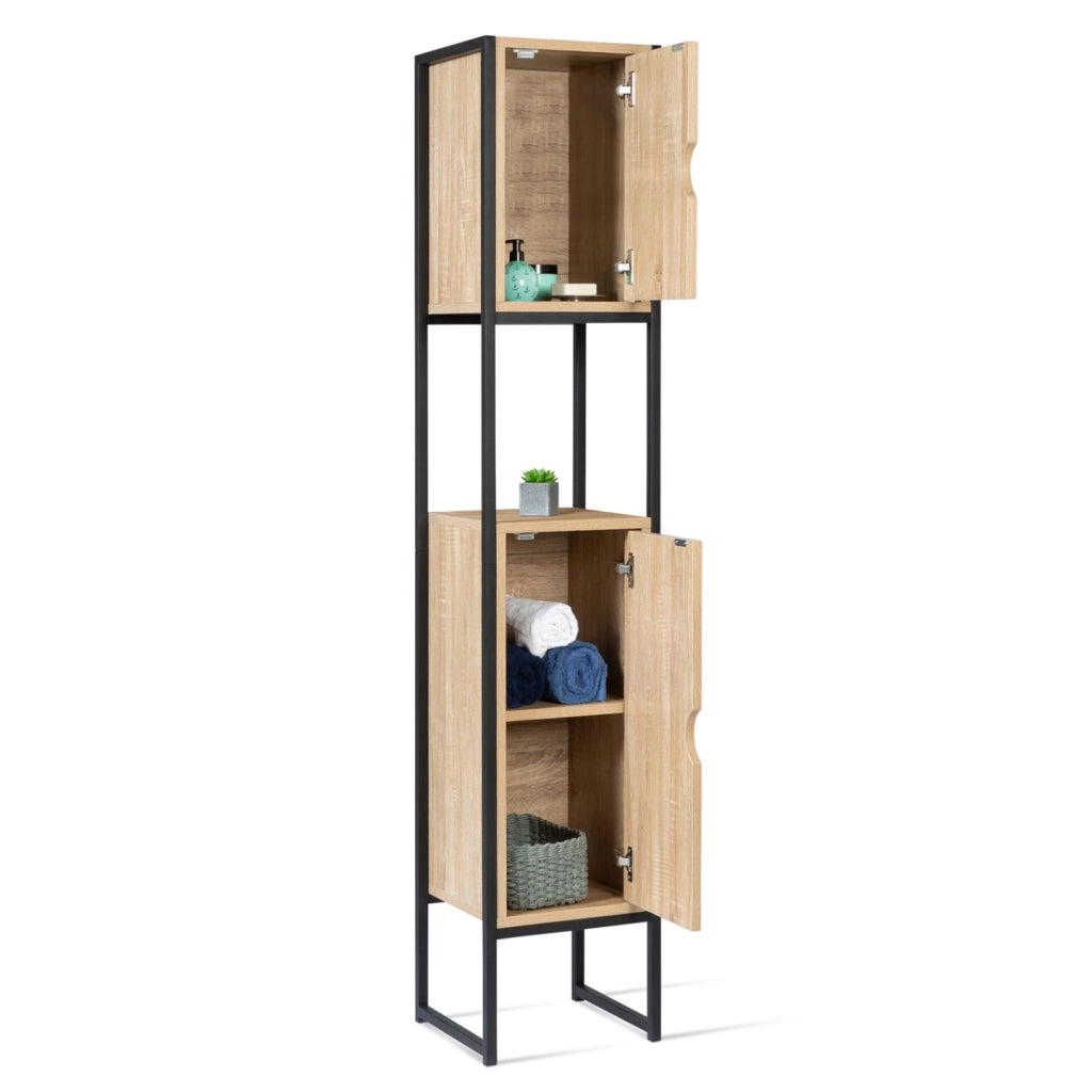 IDMarket - Mobili bagno su piedi colonna a 2 ante dal design industriale DETROIT