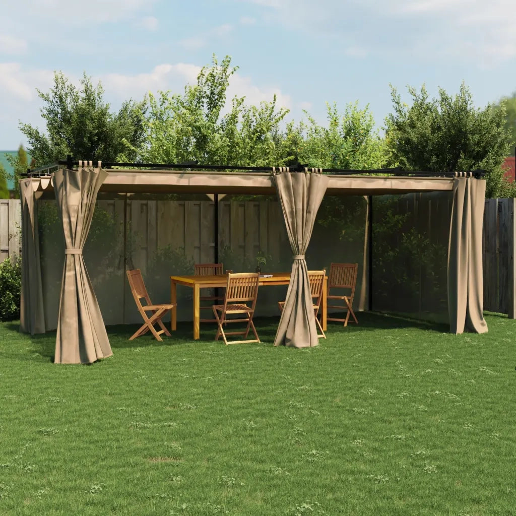 vidaXL Gazebo con Tende Tortora 6x3 m in Acciaio