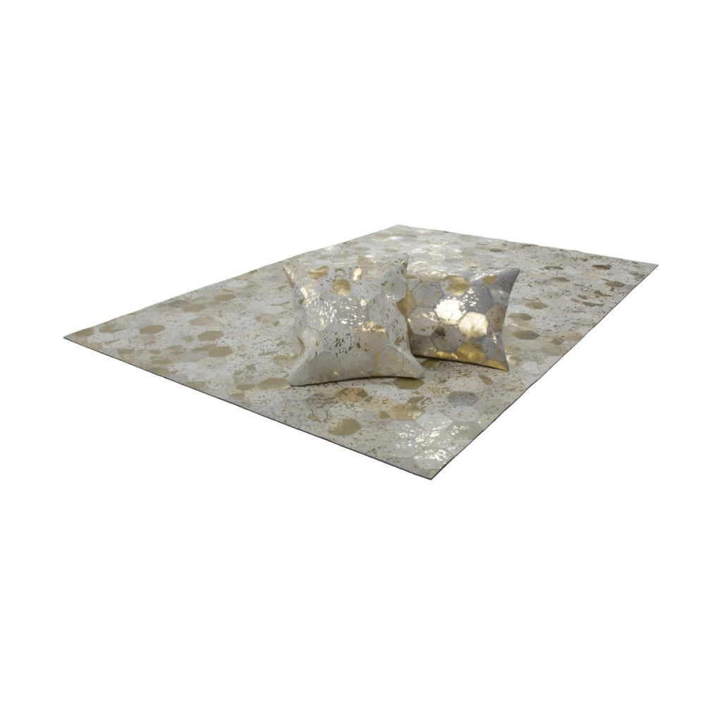Cuscino decorativo Spark in pelle avorio e oro