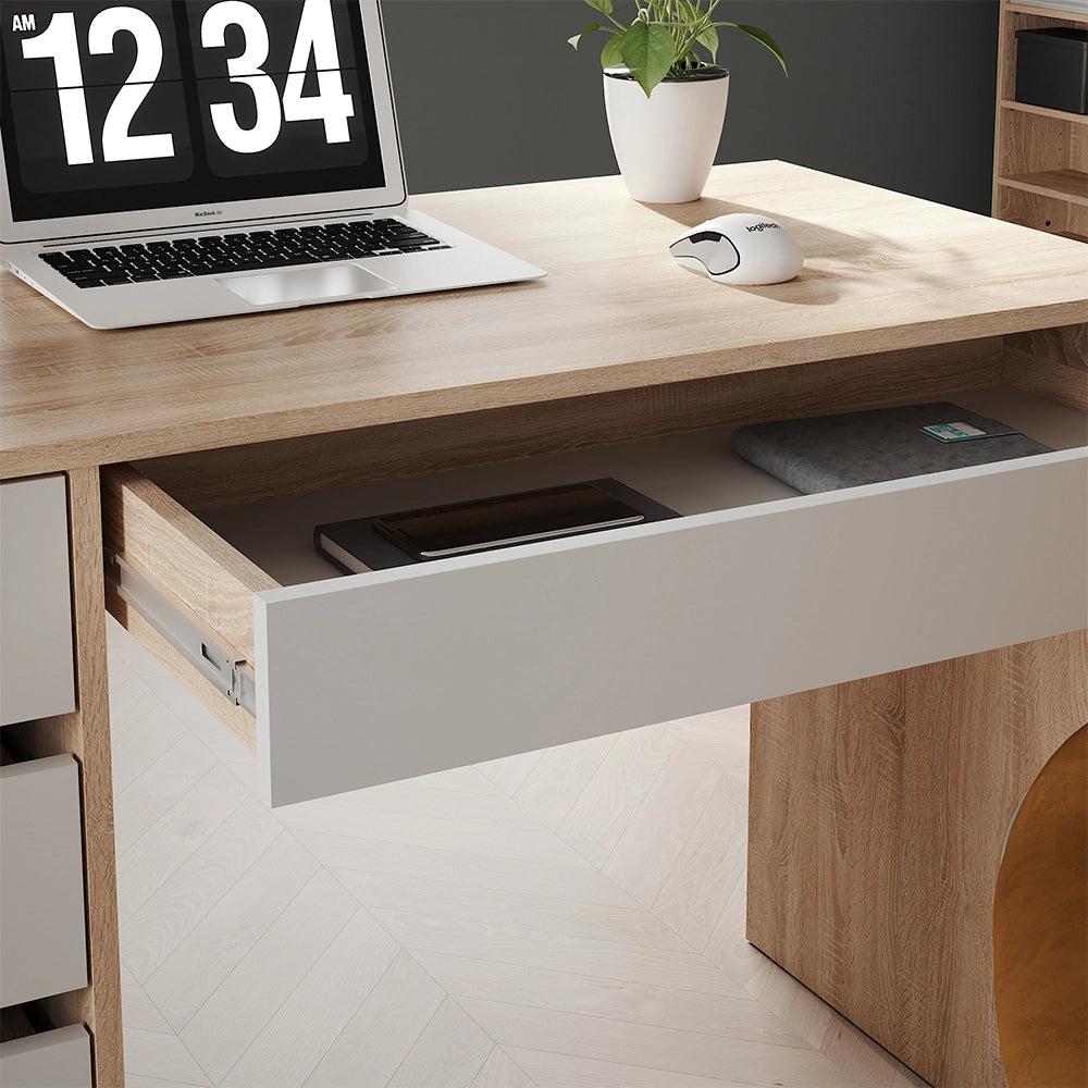 Vicco Scrivania Sonoma/Bianco 55 x 120 cm con cassetti