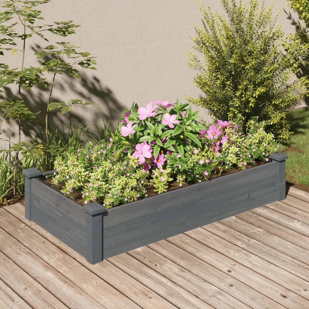 Fioriera Giardino con Fodera-Vaso da Esterno-Contenitore per Piante Grigia 120x60x25cm Massello Abete