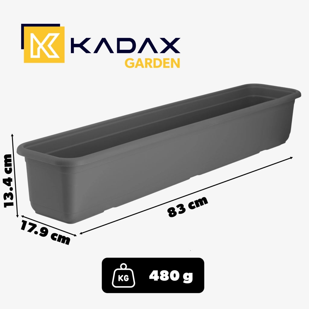 Vaso da fiori KADAX per balcone, 80 cm, con base oblunga