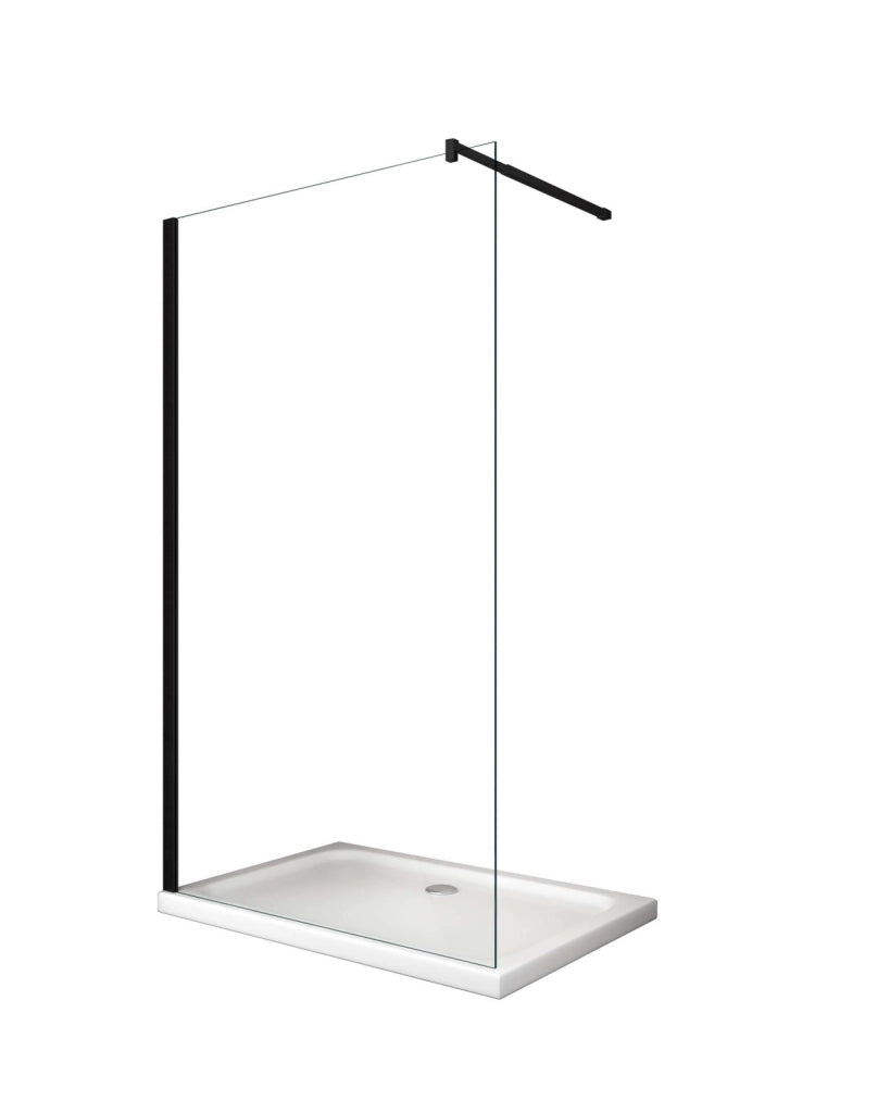 Parete Doccia Walk-in Cristallo 8mm Trasparente Black h.200cm Sicena Vision 80 cm