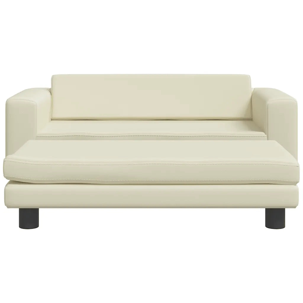 Divano per Bambini con Poggiapiedi Crema 100x50x30cm Similpelle 3196415
